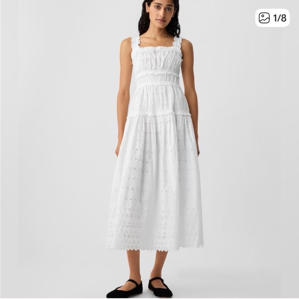 NWT Doen x Gap Eyelet Midi Dress White